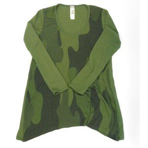 GO COUTURE M Green Camo Long Sleeve Tunic Top